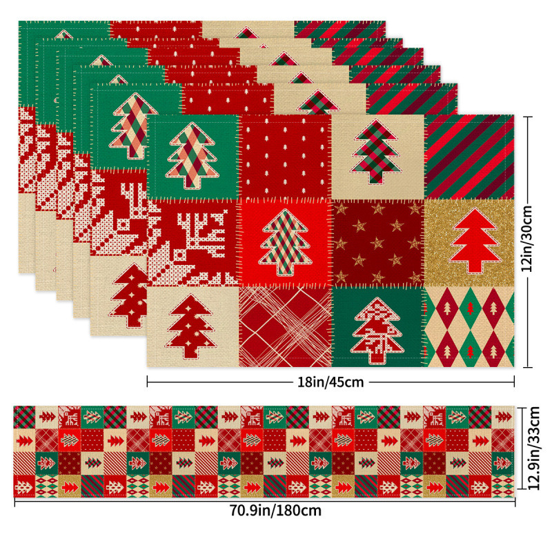 2025 アマゾンクリスマスプレースマットテーブルフラッグコンビネーションシリーズリネンプリントクリスマスパーティーレストラン装飾用品|undefined