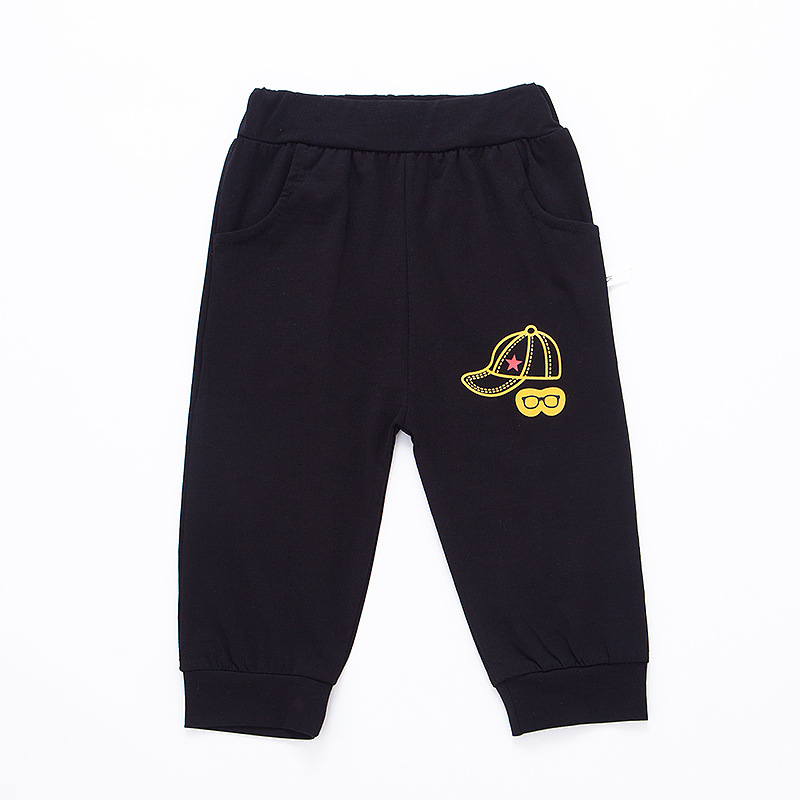 帽子印花褲2021年拉架童裝長褲彈力舒適棉 便宜兒童秋裝褲子批發