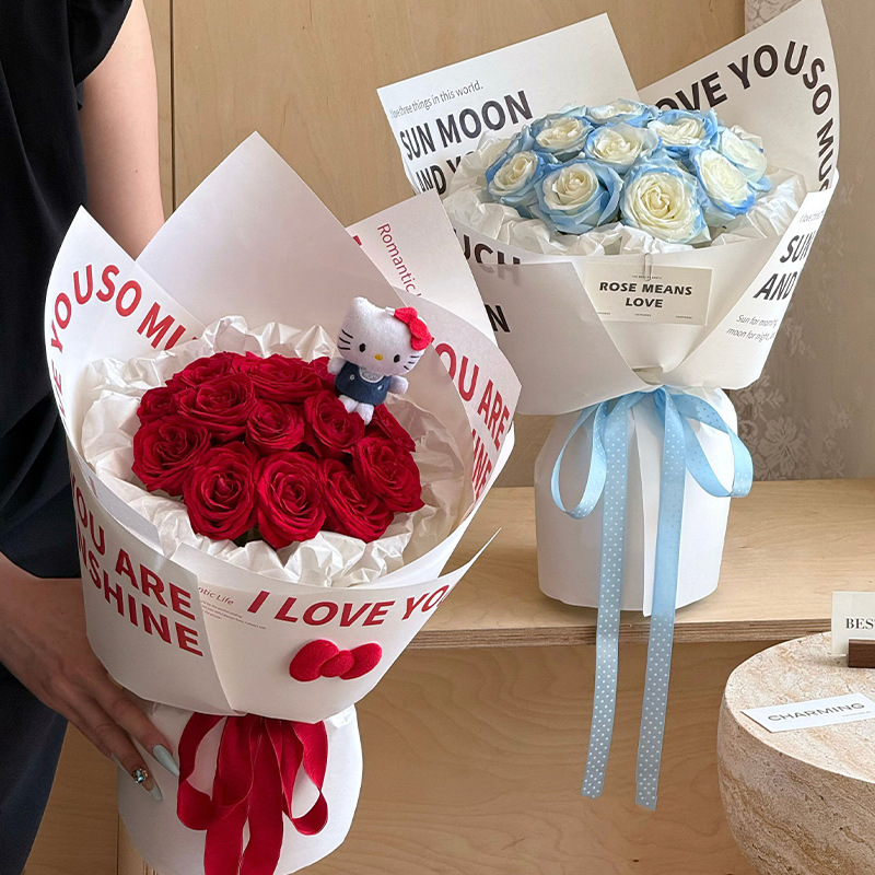 Papel de embalaje de flores romántico rojo inglés rosa ramo de papel de flor flor florista materiales de flor al por mayor