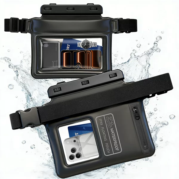 Amazon's new waterproof waist bag, PVC outdoor sponge touch-screen phone waterproof pouch, compartmentalized storage waterproof bag