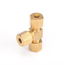 加厚加湿器三通黄铜卡套接头加湿器船舶高压铜管接头6/8/10/12mm