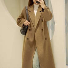 美拉德双面羊绒大衣女装双排扣爆款毛呢外套潮人高支澳洲羊毛大衣