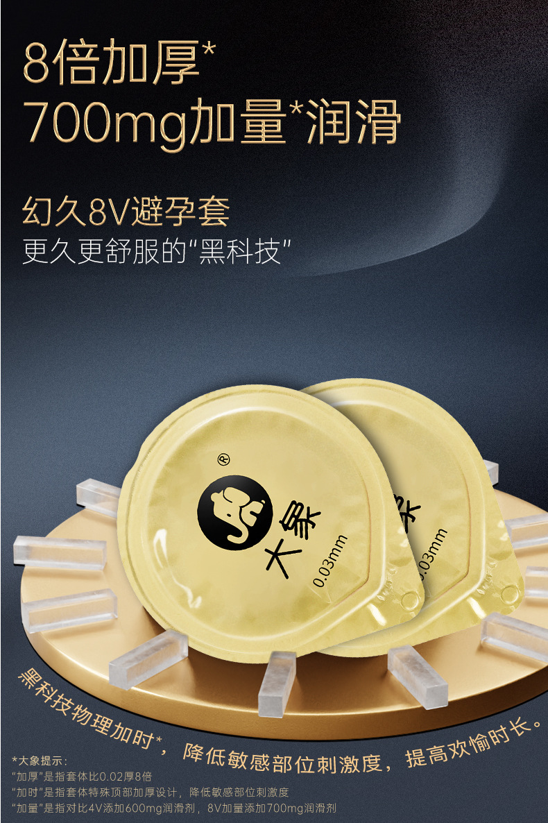 Elephant Huanjiu Series V Three-in-One Condoms, 3-Pack, Ultra-Thin Natural Latex, Medium — detail image 13