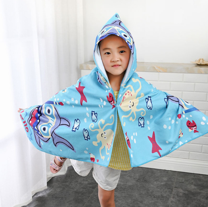 Toallas de baño de cuatro estaciones capa de niños absorción rápida secado grueso buckle diseño natación toalla de baño impresa portátil toalla de baño