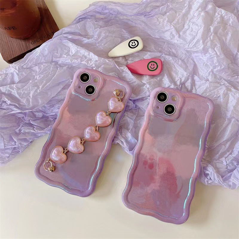 Púrpura floreciente amor Apple 15Promax azul luz onda Apple 12/13/14 caja del teléfono para IP11 suave