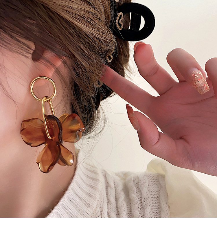 1 Pair Simple Style Flower Patchwork Alloy Drop Earrings display picture 2