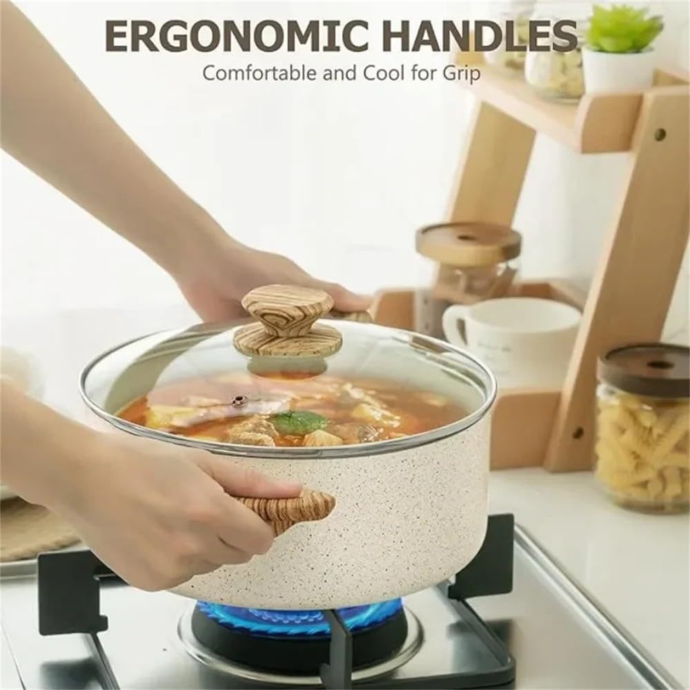 Juego de ollas de piedra médica para el hogar transfronterizo, sartén antiadherente, sartén, sartén, olla de sopa de leche, olla de regalo de cuatro piezas de tres piezas