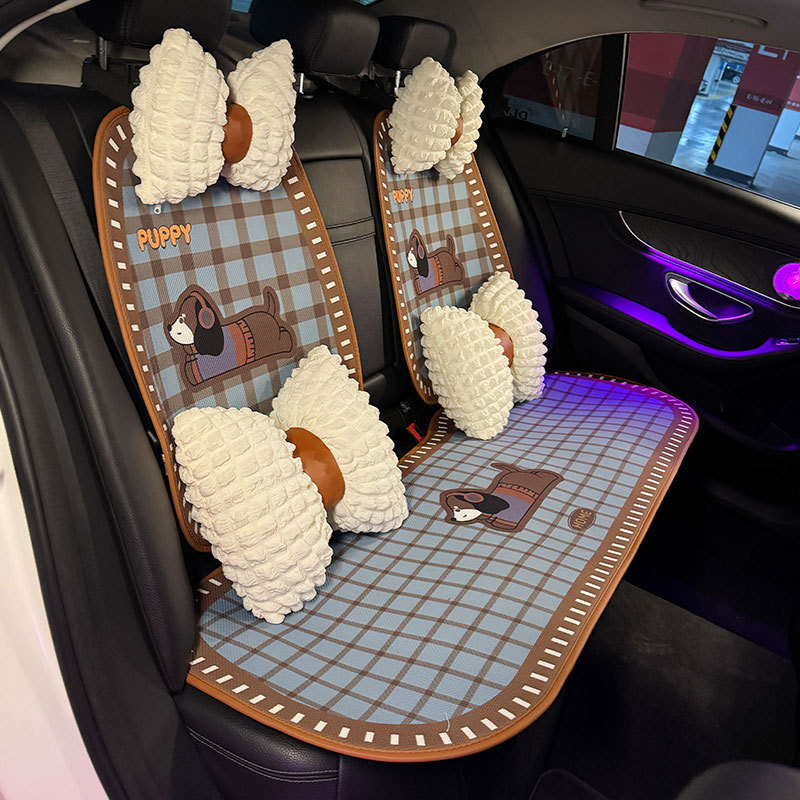 車のクッション四季通用レディースシートクッション夏の通気性が可愛いシートカバー高級感ハーフバッグ新型シートカバー|undefined