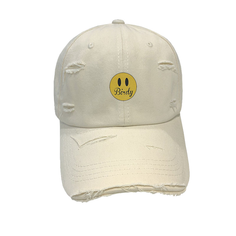 Sombreros de moda sonriente sombrero de béisbol letras estampadas en caliente agujeros primavera y verano sombrero de béisbol callejera de moda con sombrero de sombra