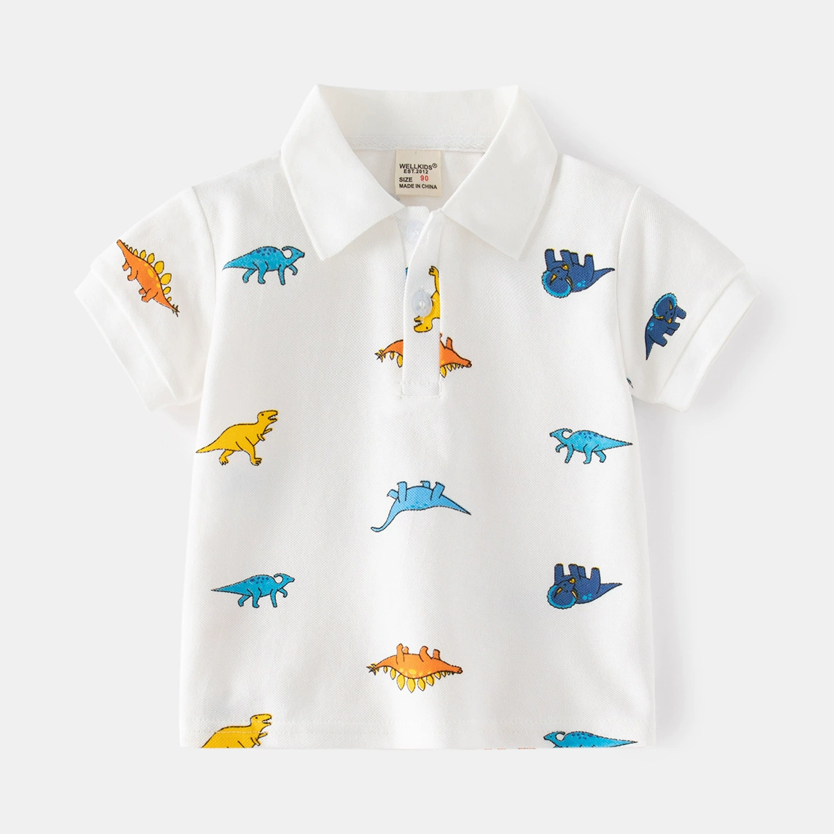 Summer cartoon dinosaur, children's polo for boys for leisure, with short sleeve