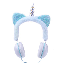 新獨角獸貓耳朵頭戴式耳機卡通動漫網紅兒童學生禮品手機游戲耳機