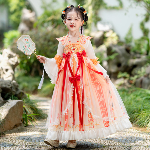 Hanfu new girls fairy chinese princess cosplay dress winter wind children improved Chinese little girl costume super fairy outfit Ru skirt 