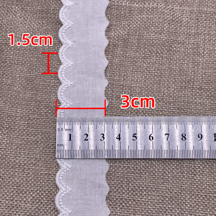 綿布レース幅3cmバーコード服装補助材料波綿刺繍水溶レーススカート人形アクセサリー