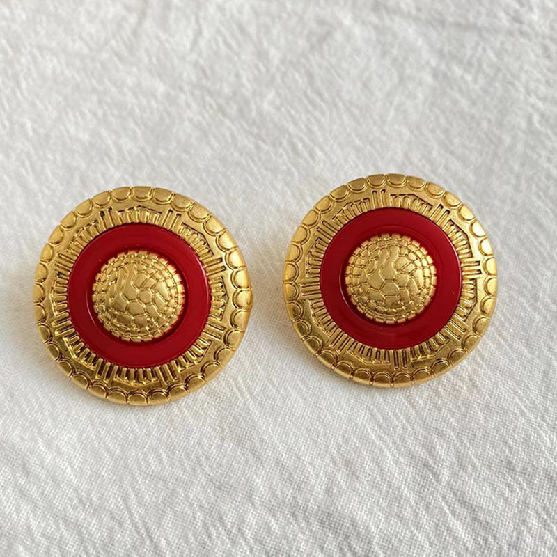 Vintage Style Round Alloy Plating Womenu0027S Ear Studs 1 Pair