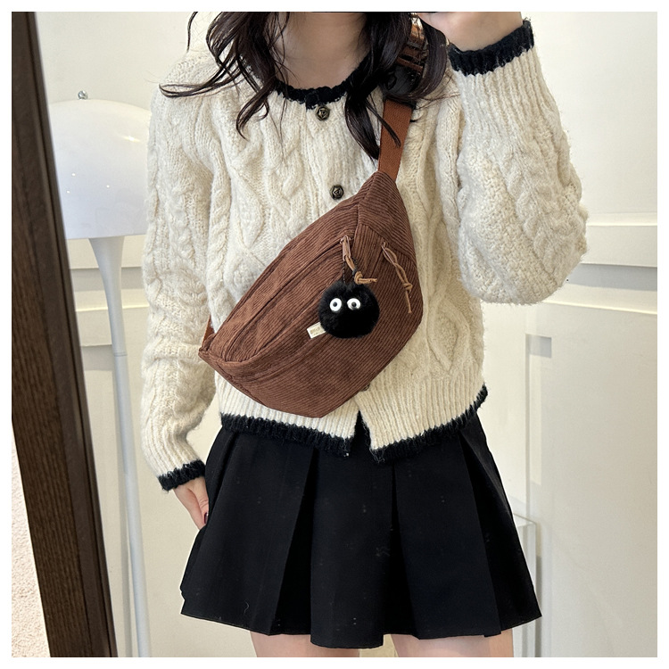 Frauen Taille Tasche Cord Student Schulter Handtasche Crossbody Brust Brust Tasche Fanny Pack Mode Telefon Weibliche Bum Gürtel Geldbörse 2025 – Detail 5