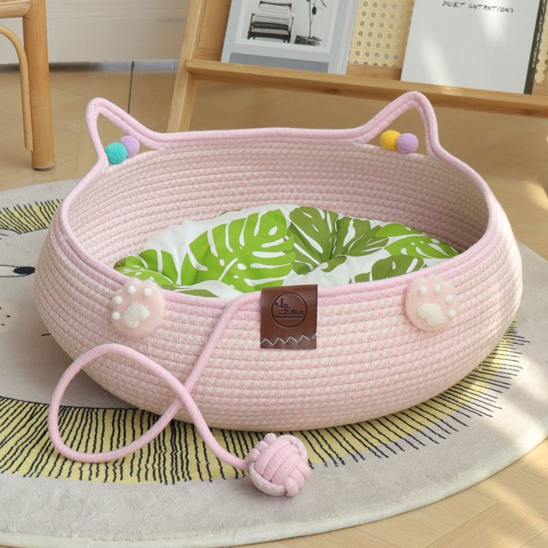 핑크 고양이 발톱 자가 치료 + 녹색 면 패드