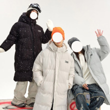 美潮加厚中长款充绒棉服女新款连帽棉衣冬季情侣保暖过膝棉袄外套