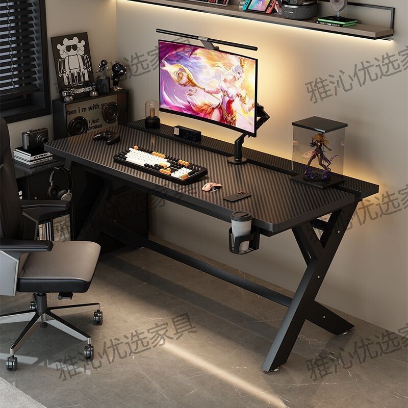 E-Sports Table Carbon Fiber Home E-Sports Room Solid Wood Steel Frame Thick Table Legs Multi-Functional S3 Titanium Pole Double E-Sports Table