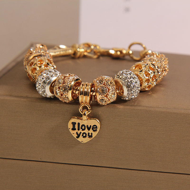 Simple Style Letter Heart Shape Crystal Inlay Rhinestones Women's Bracelets 1 Piece display picture 3