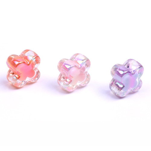 16mm AB plated color four-leaf clover loose beads bead beads acrylic jewelry accessories children's bead necklace material