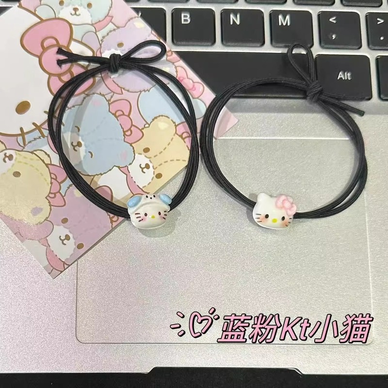 Cute Kt Cat Hair Rope Simple Ins Girl Hair Rope Couple Bestie Bracelet Small Rubber Band for Boyfriend Forest Style Hair Tie Cute Kt Cat Hair Rope Simple Ins Girl Hair Rope Couple Bestie Bracelet Small Rubber Band for Boyfriend Forest Style Hair Tie