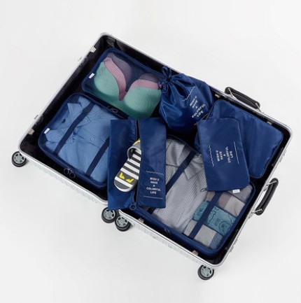 Nuevo viaje bolsa de almacenamiento de gran capacidad equipaje ropa clasificación organización bolsa viaje traje bolsa de almacenamiento de siete piezas