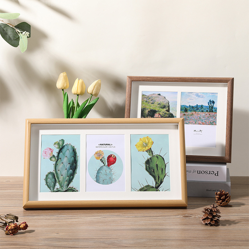 Customized wooden three-dimensional hollow one-piece triple stage photo frame wedding dress children's growth campus commemorative photo frame