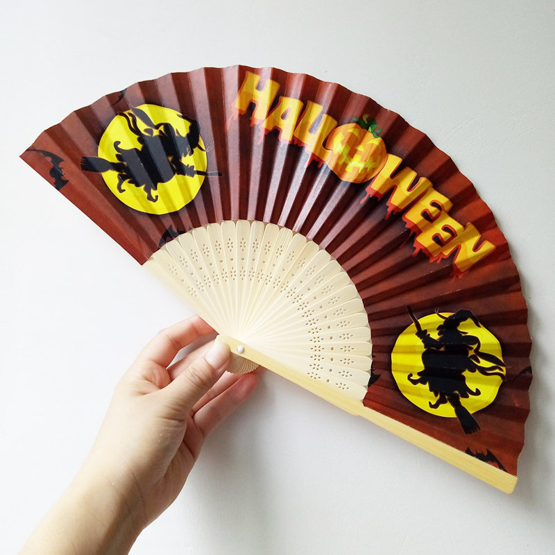 Decoración de Halloween Fan de papel calabaza elementos esqueleto Fan de papel Fantasma Halloween accesorios Fan para imprimir