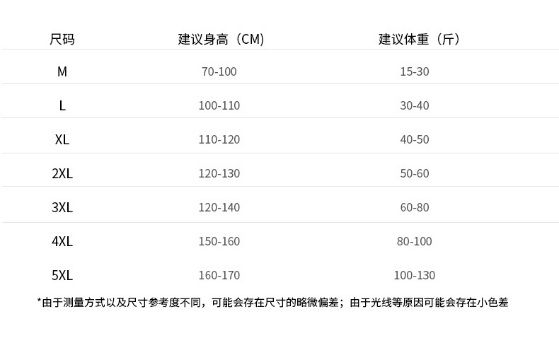 2个加的尺码表