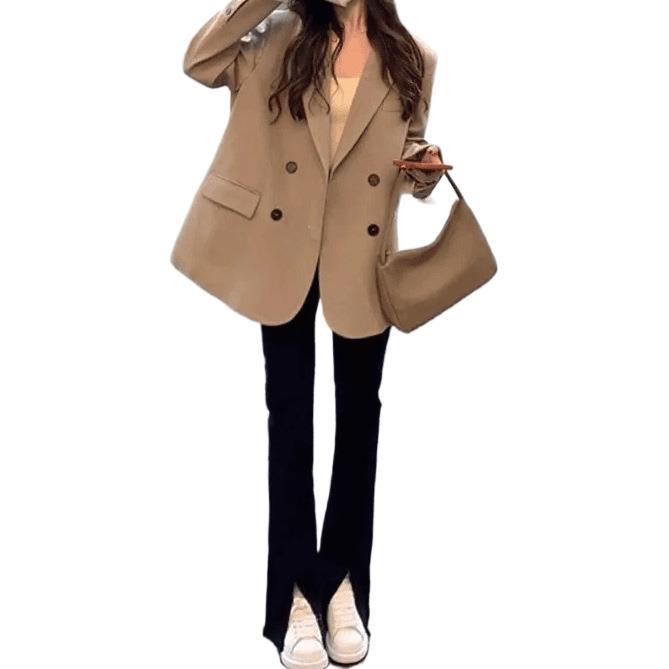 Suit, khaki jacket, Korean style, for teenagers, plus size