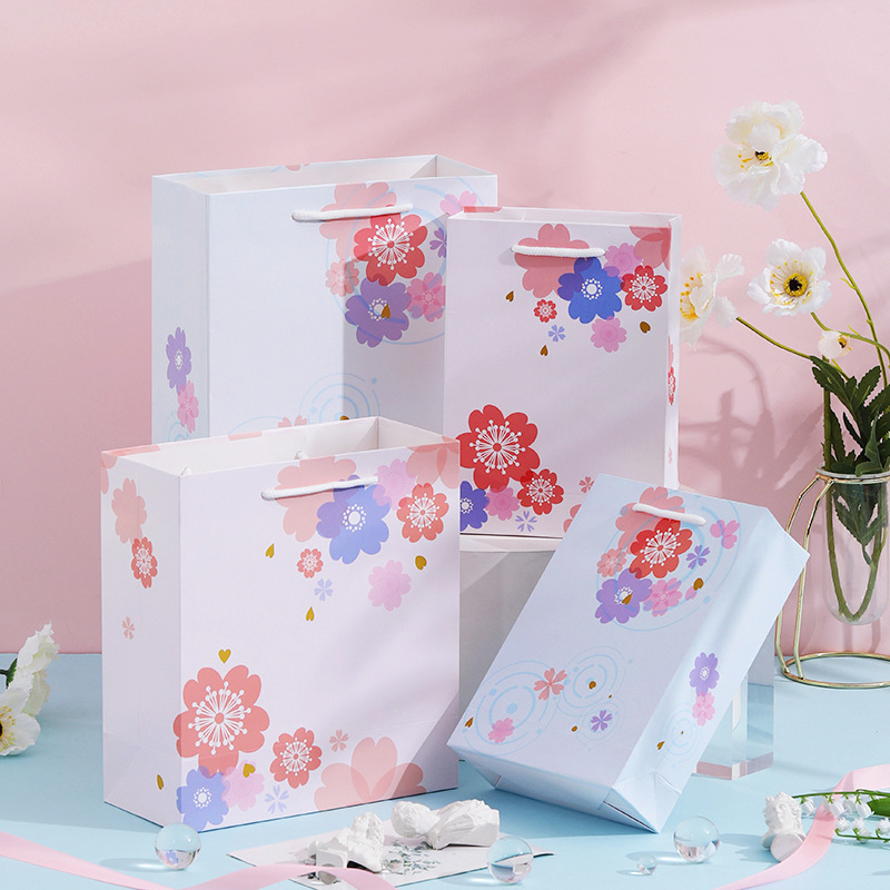 礼品袋手提袋包装礼物袋纸袋樱花生日高级感送男女朋友中秋教师节