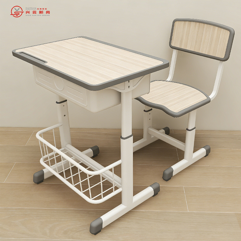 Thickened Adjustable Desks and Chairs for Primary and Secondary School Students, Suitable for Training and Tutoring Classes, Simple School Study Desks with Backrest Accessories