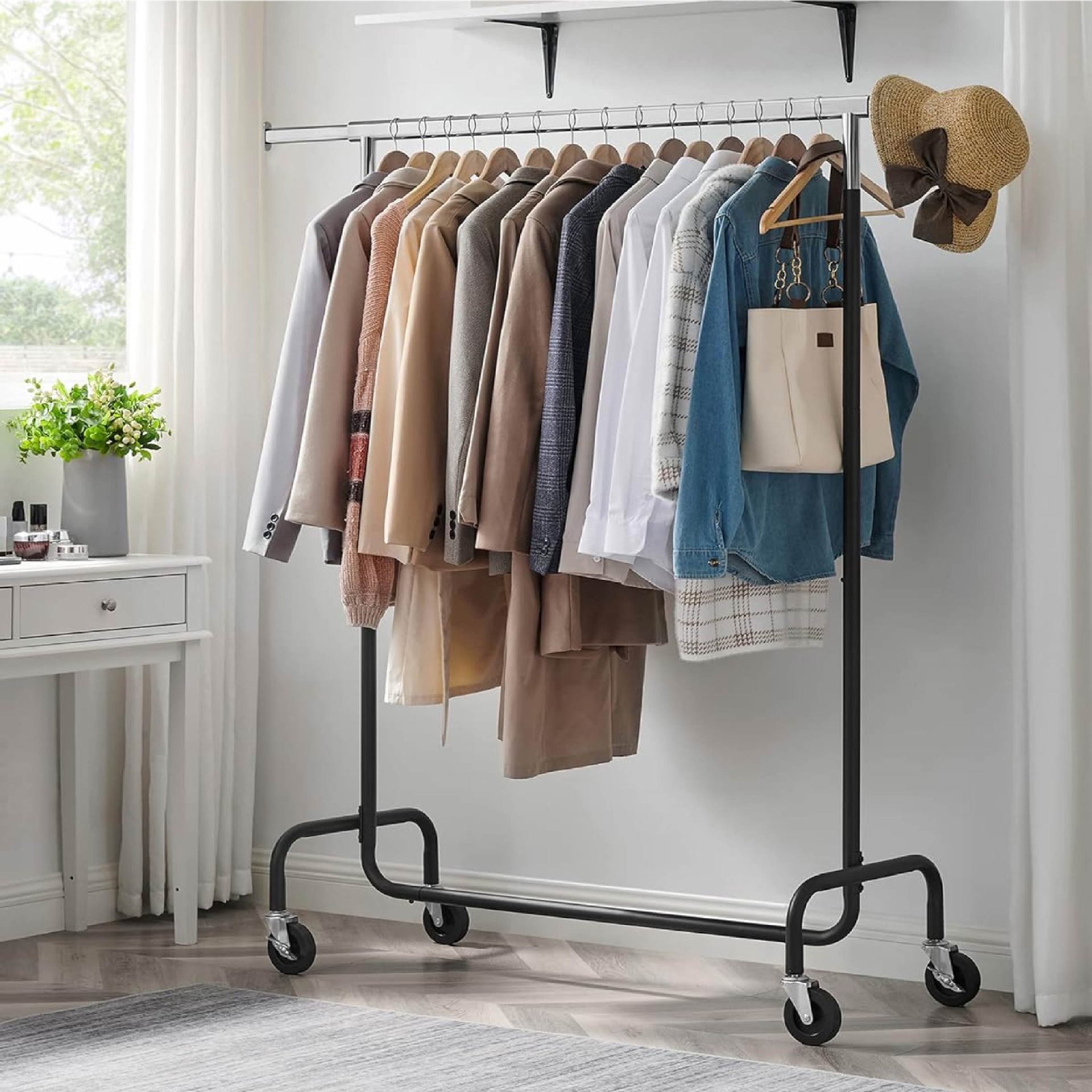 Metal Clothes Hanger Floor-Standing Vertical Drying Rack Single-Pole Simple Balcony Clothes Drying Rack Home Bedroom Dormitory Rack