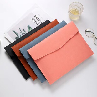 Cross-Border Snap Leather Waterproof Large-Capacity File Storage Bag Business Office Information Bag Can Be Used as Packaging Bag Wholesale
