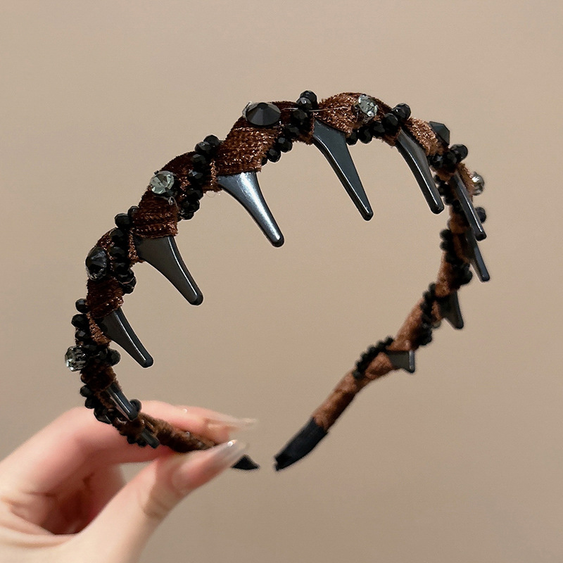 Diámetro flash Louis princesa de París, banda de cabello para la mujer no estrangulada, banda de cabello para lavar la cara, cabeza de cabeza alta con dientes antideslizantes, toque de cabello para el cabello