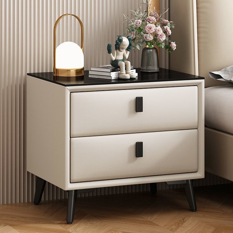 Leather Bedside Table Modern Simple Home Light Luxury Small Multi-Functional Solid Wood Bedroom Storage Bedside Cabinet Storage Cabinet