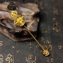 藏式铜质金刚杵螺纹杆连接万能扣头玛瑙勒子特色圆珠天珠专用配饰