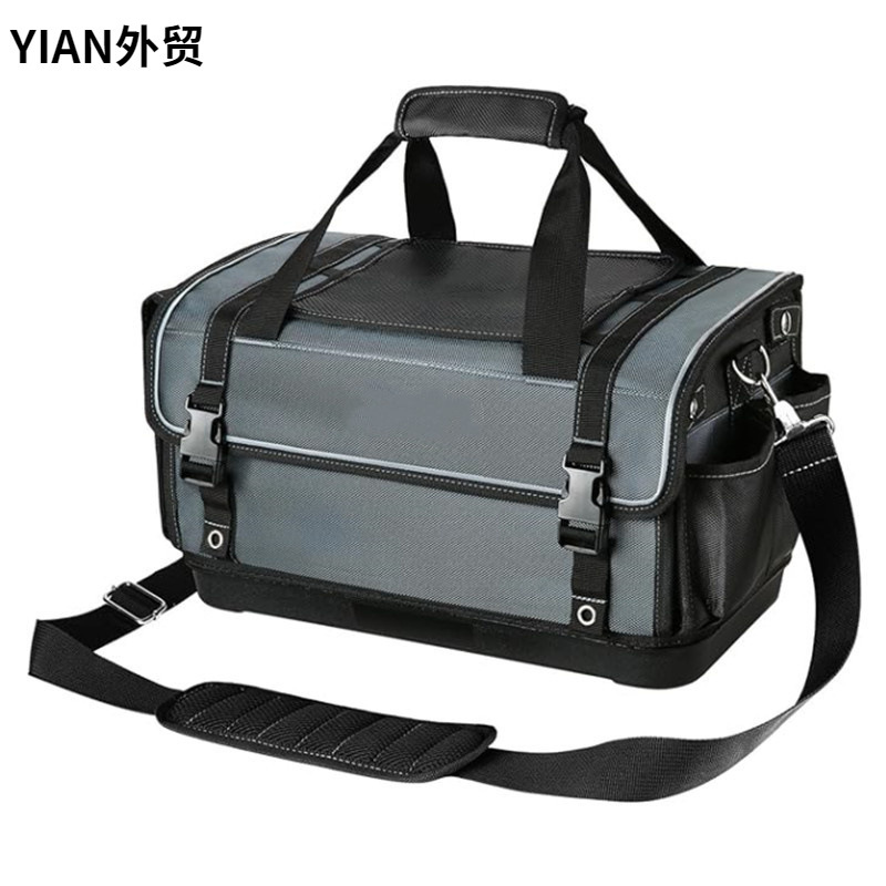 跨境新款大容量全开口工具袋多功能收纳包可调节肩带的便携手提包