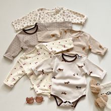 25秋冬婴幼儿三角爬服童装男女宝宝包屁衣连体服韩版卡通棉打底韩