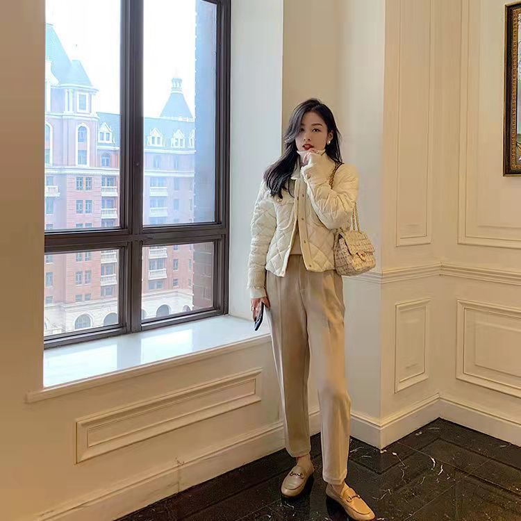 菱格小香风羽绒棉服外套女2025年冬季新款小个子轻薄短款时尚棉衣|undefined