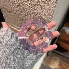 新しい女性用人工アメジストパールブレスレット、ガールフレンドや親友へのギフトとしてのラベンダーアメジストブレスレット、オリジナル