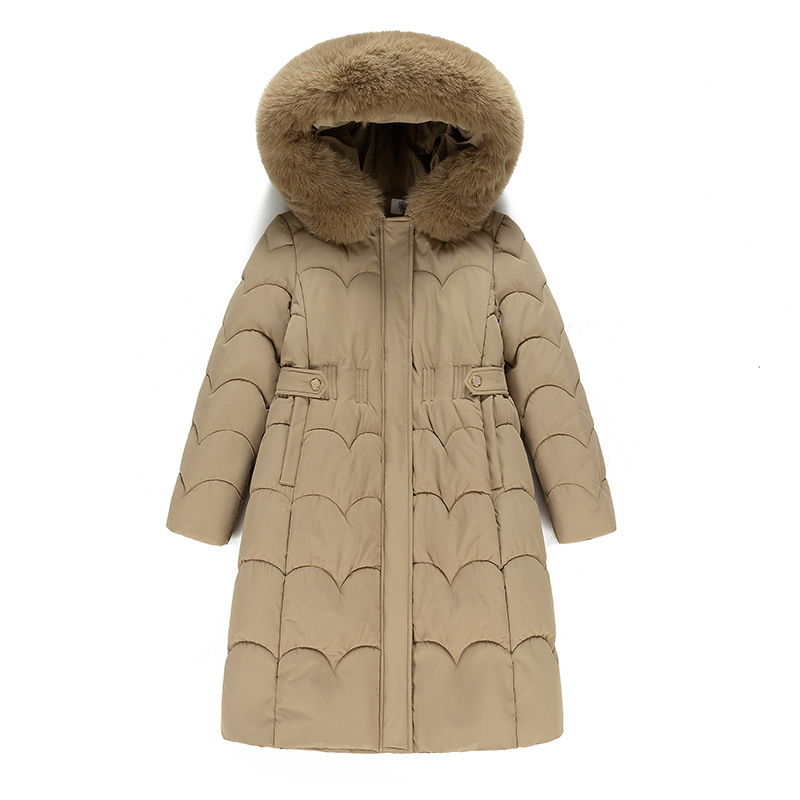 2024 comercio exterior nueva ropa de algodón para mujeres mediana y larga estilo coreano engrosado delgado calentamiento moda de algodón de cuello grande para mujeres