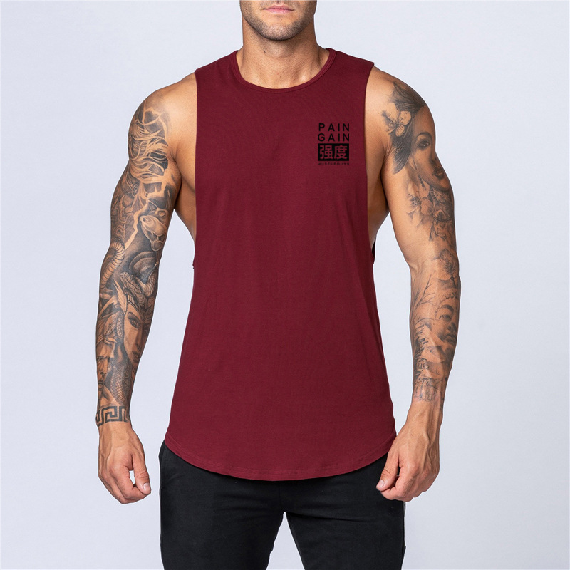 Gimnasio chaleco suelto chaleco sin mangas camiseta músculo entrenamiento de algodón de los hombres camisa de hierro de hombro ancho crossbody