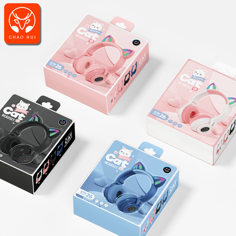 代発新型かわいいマカロン猫耳bluetoothイヤホン無線スポーツゲームイヤホンはアンドロイドに適している|undefined
