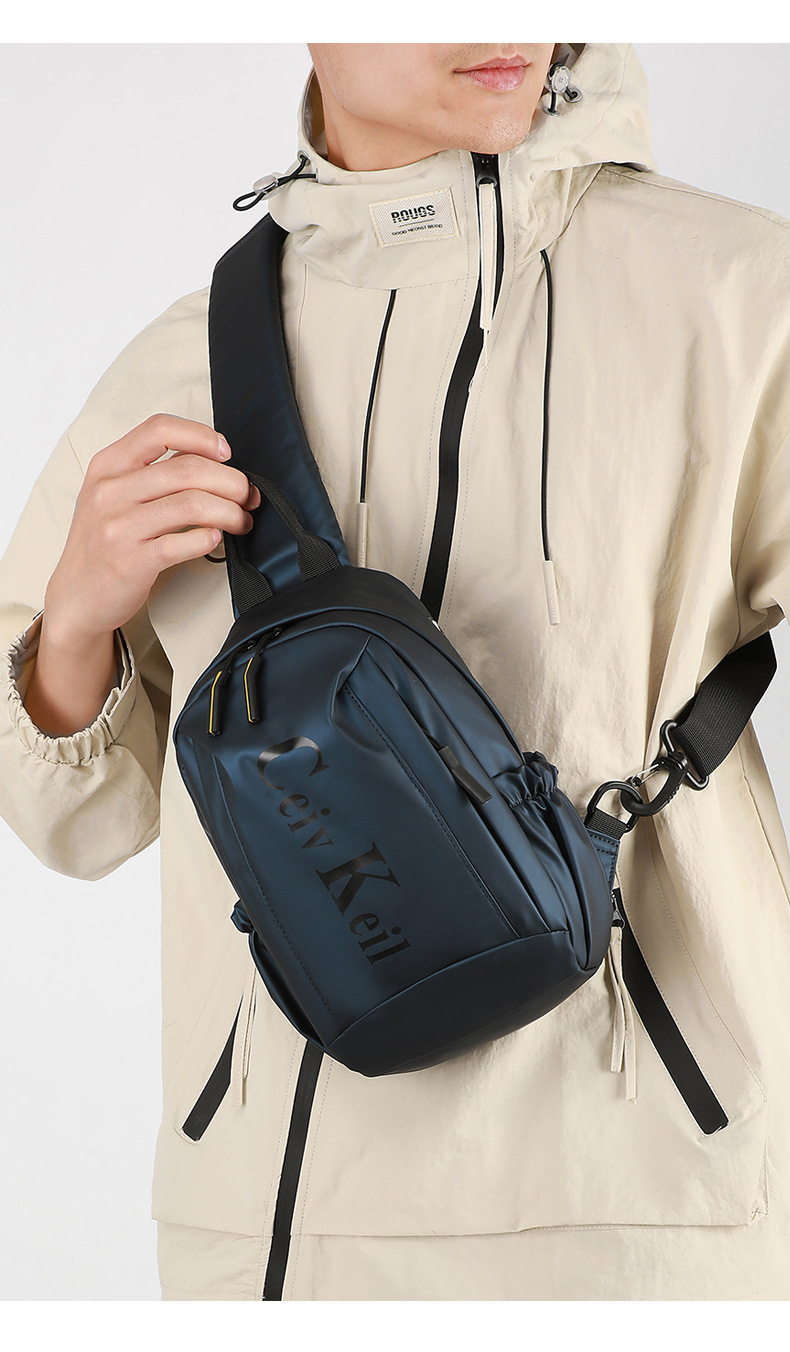Cross-border waterproof bag, casual and fashionable crossbody bag, men's sports chest bag, multi-functional backpack, large-capacity single-shoulder bag undefined