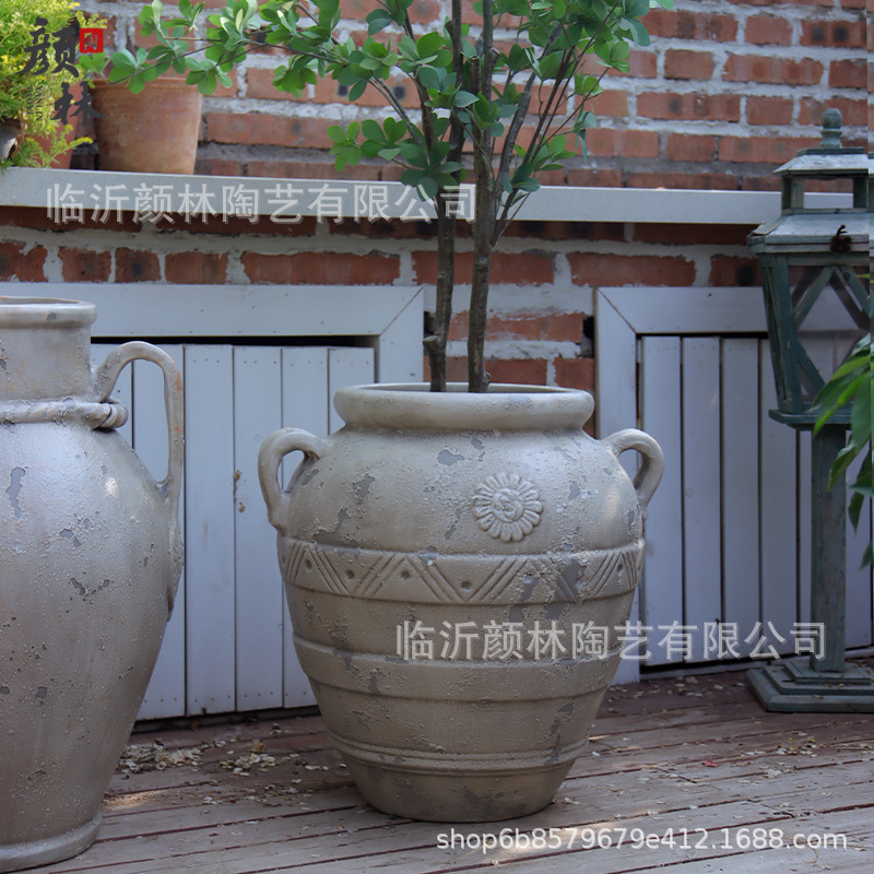 vasijas de cerámica europea antiguo maceta de cerámica roja jardín al aire libre maceta verde jardín de estilo romano jardín paisaje decoración maceta de cerámica grande