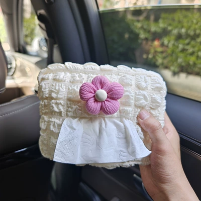 Box, Seat Back Tissue Storage – Car tissue box/set - puff-car-tissue-box-candy-color-floral-rose-red