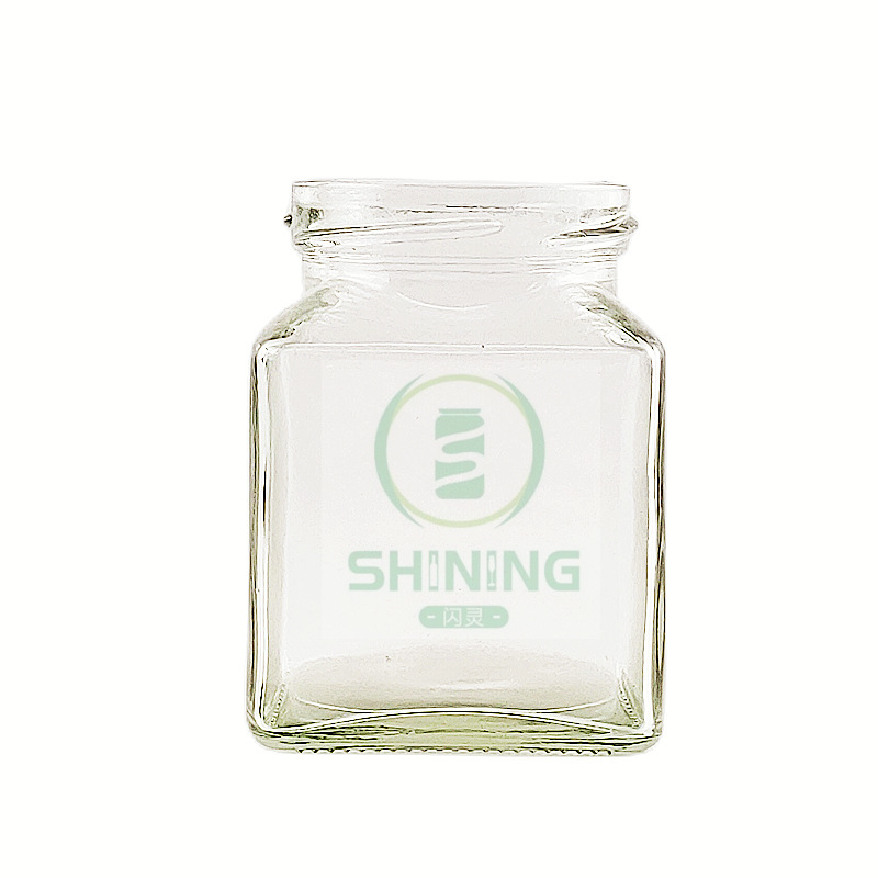 厂家批发透明四方瓶蜂蜜瓶酱菜瓶食品级耐高温密封包装玻璃瓶