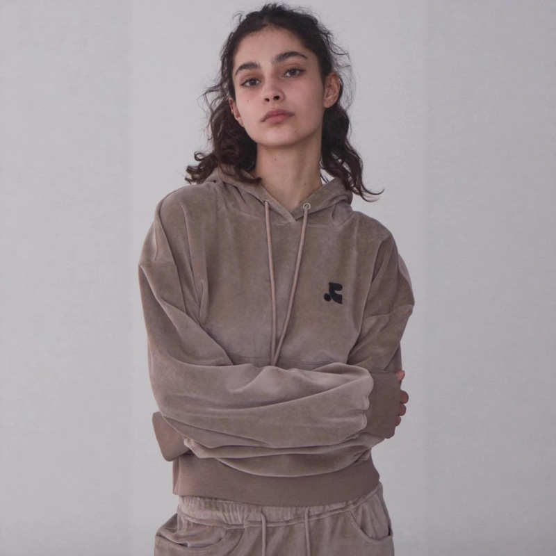 Niche Trendy Brand Restandrecreation New Velvet Suit Loose Short Hooded Women's Sweatshirt