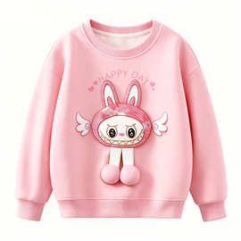 女童装棉卫衣女孩立体玩偶加绒长袖儿童秋冬款卡通动漫上衣衫潮酷
